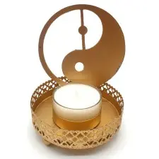 Bougeoir à Réflexion Métal Yin-Yang 11cm