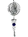 Carillon éolien 3d acier fleur de vie spirale avec boule bleu marine 10cm 