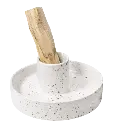 Porte Encens Céramique Blanche Tachetée pour Palo Santo 10.50cm
