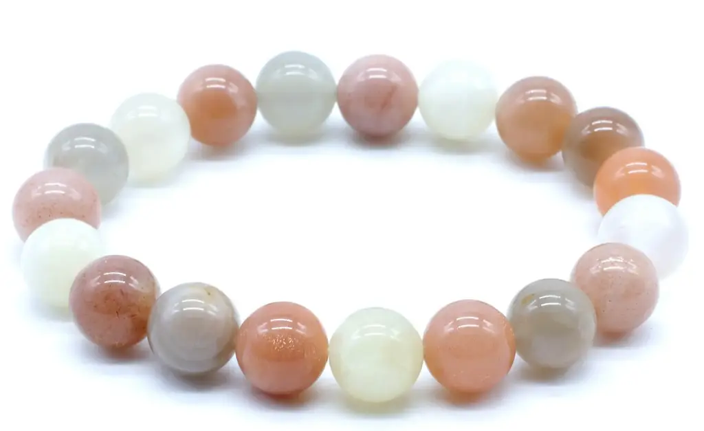 Bracelet pierre de lune multicolore - Pierre de la féminité Boule 10mm