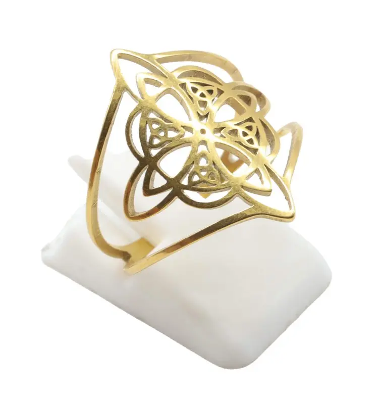 Bague Inox plaquée Or Fleur Design