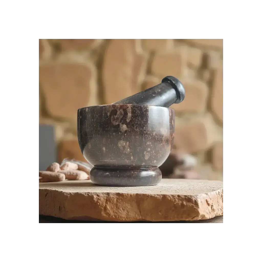  Mortier en pierre de Saponite Léopard 