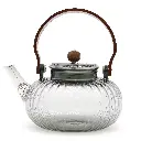 Théière à infuseur en verre - Perle côtelée anthracite - 950 ml