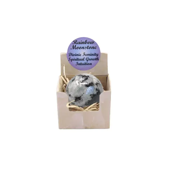 Pierre de Lune arc-en-ciel en forme de sphère :