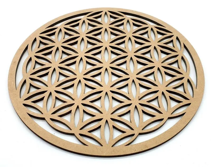 Plaque Fleur de Vie Sculptée Bois 20cm