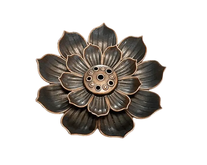 Porte Encens Métal Fleur de Lotus 6 cm