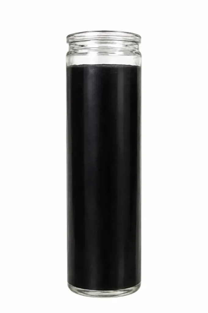 Bougie teintée dans la masse dans un verre, couleur noir