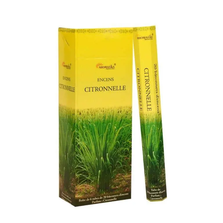Encens Aromatika Citronnelle ou Lemongrass Hexa (Tube de 20 Batonnets)