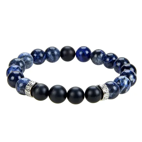 BRACELET HOMME 10MM SODALITE+ONYX 