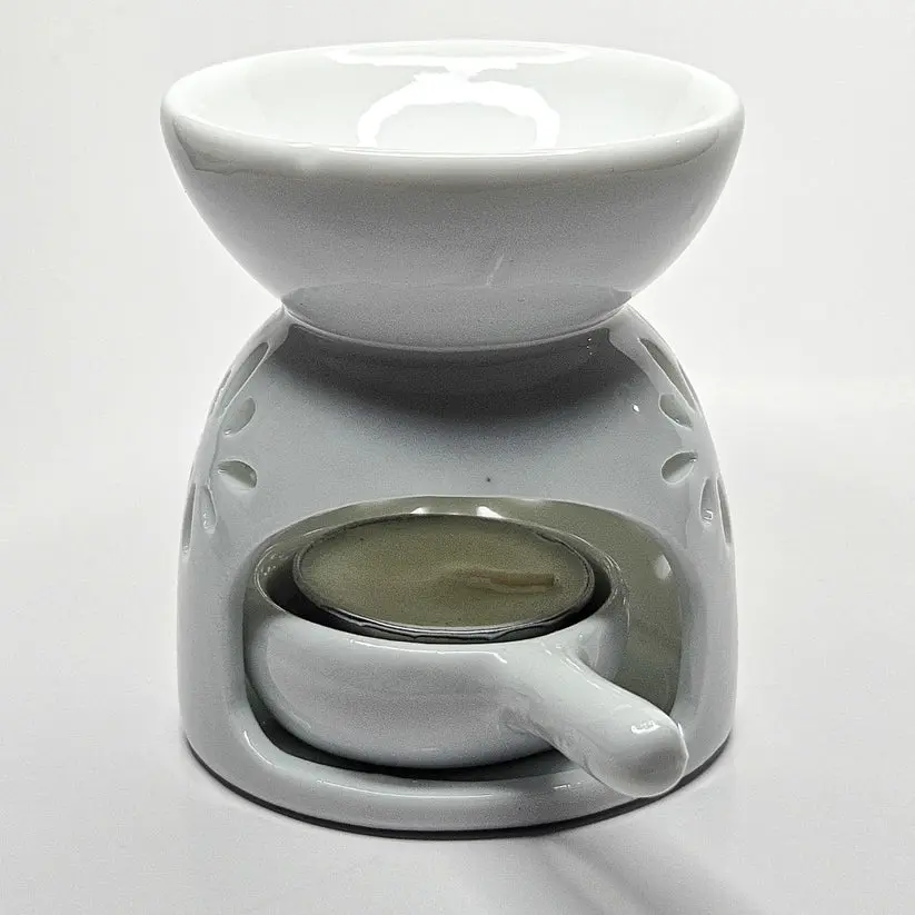 Brûleur Huile Céramique Chauffe Plat Blanc 8cm