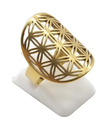 Bague Inox plaquée Or Fleur de Vie