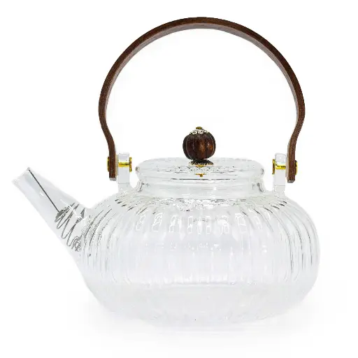 Théière en verre avec infuseur - Perle Rayée Transparente - 850 ml 
