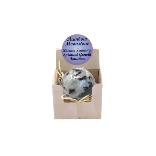 Pierre de Lune arc-en-ciel en forme de sphère :