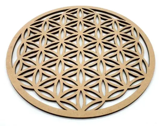 Plaque Fleur de Vie Sculptée Bois 20cm
