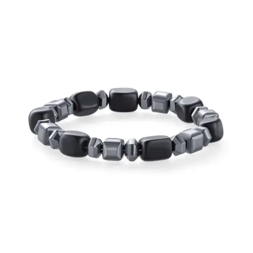 Bracelet Obsidienne Noire-Hématite 
