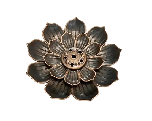 Porte Encens Métal Fleur de Lotus 6 cm