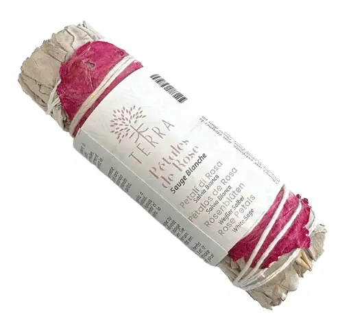 Sauge Blanche & Pétales de Rose Fagot 25-30gr 10cm