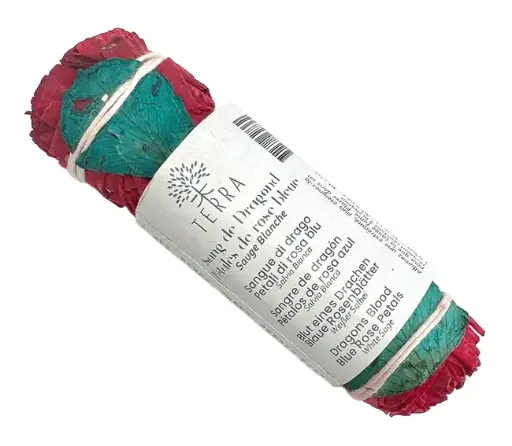 Sauge blanche Sang de Dragon & Pétales de Rose Bleue fagot 25-30g 10cm
