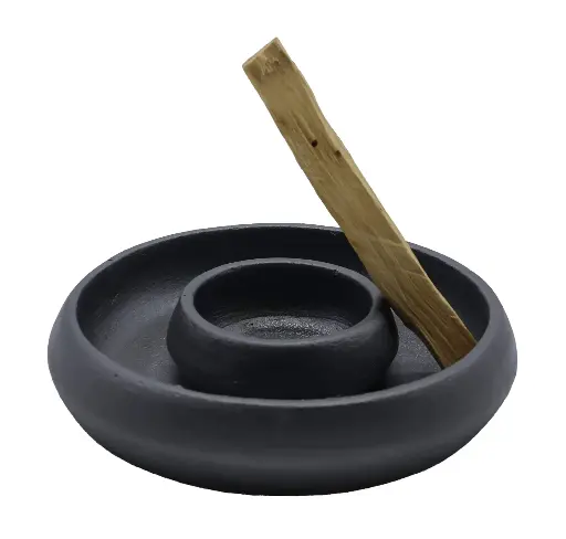 Brûleur Palo Santo Terre Cuite Design Noir 9cm