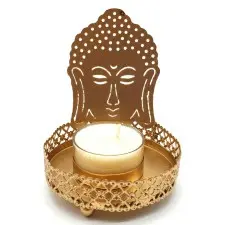 Bougeoir à Réflexion Métal Bouddha 11cm