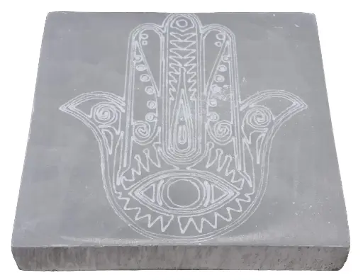 Plaque Sélénite Main de Fatima Carrée 10cm
